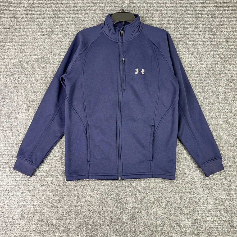 Under Armour Full Zip Track Jacket Mens S Fleece Lined Mock Neck Active Training